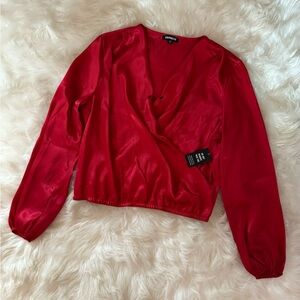 Express Red Satin Women's Blouse